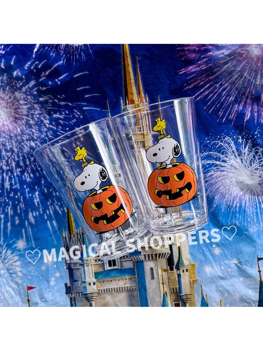 Pottery Barn Kids Halloween Snoopy Peanuts Pumpkin Jack-O-Lantern Cup (Set Of 2)